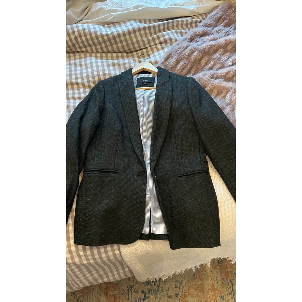 JCrew Tall Parke blazer in pine English wool herringbone Sz 12